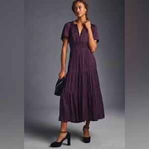 Anthropologie Somerset maxi dress in purple silky material size large